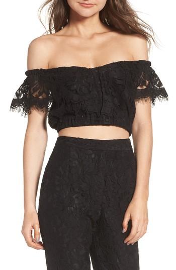 Women's Wayf Casoria Ruffle Crop Top - Black
