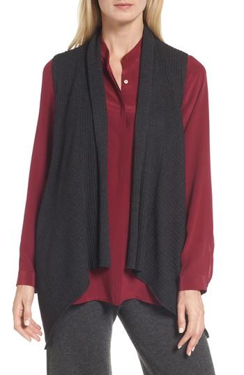 Women's Eileen Fisher Ribbed Merino Wool Vest - Grey