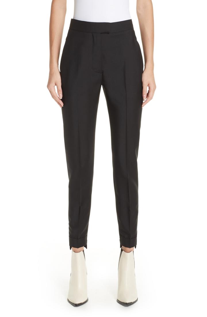 Women's Acne Studios Fitted Step Hem Wool & Mohair Pants Us / 38 Eu - Black