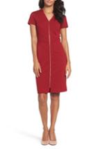 Women's Ellen Tracy Zip Front Sheath Dress - Red
