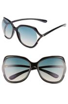 Women's Tom Ford Anouk 60mm Geometric Sunglasses - Black/ Gradient Turquoise