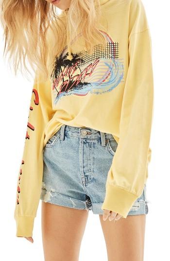 Women's Topshop Wave Riders Hoodie Us (fits Like 0-2) - Yellow