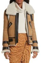 Women's Veronica Beard Windsor Genuine Shearling Pilot Jacket