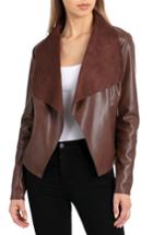 Women's Bagatelle Drape Faux Leather & Faux Suede Jacket - Brown