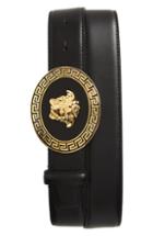 Men's Versace Oval Medusa Leather Belt 5 Eu - D41oh Black/gold
