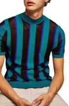 Men's Topman Mesh Stripe T-shirt - Blue