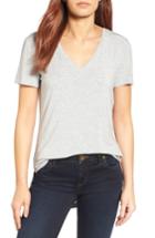 Women's Halogen V-neck Tunic Tee, Size - Grey