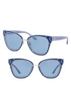 Women's Tory Burch Enamel San Ray 53mm Sunglasses - Silver/ Blue