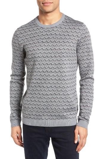 Men's Ted Baker London Geo Jacquard Sweater (m) - Grey