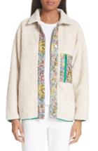 Women's Sandy Liang Bayside Floral Trim Fleece Jacket - Ivory