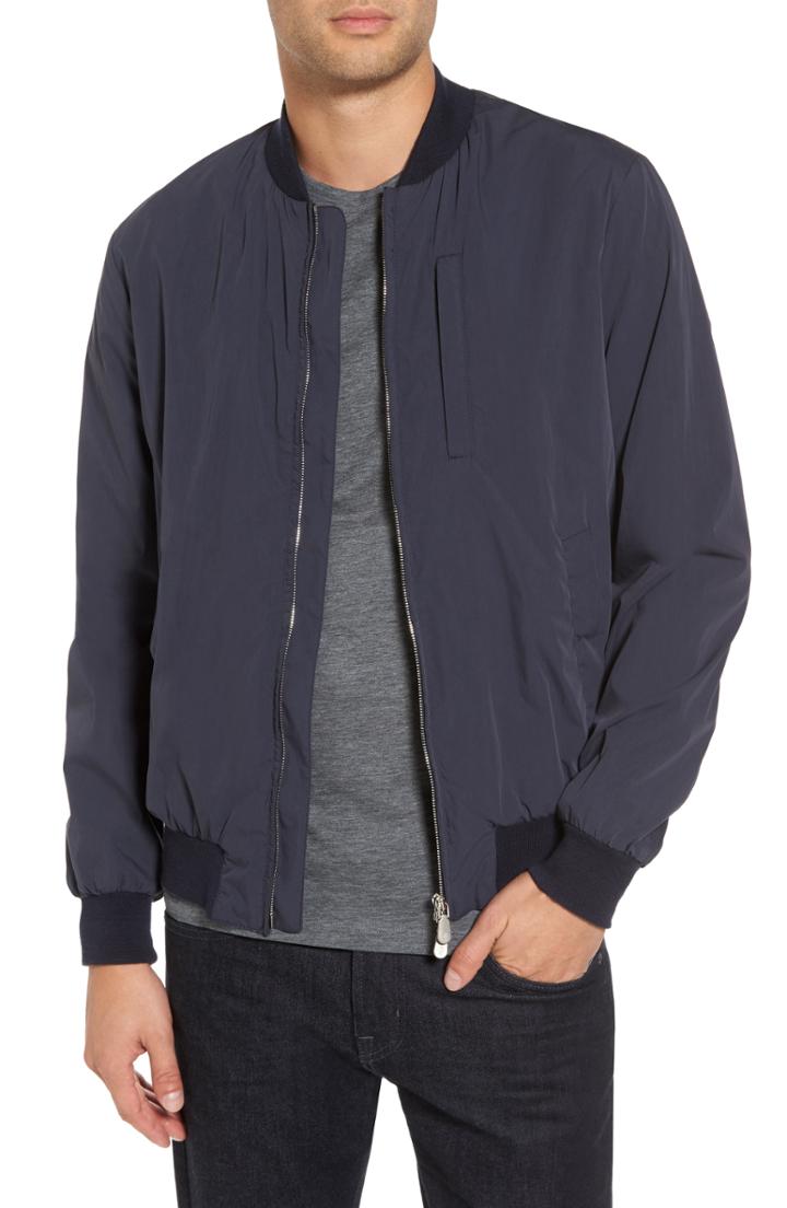 Men's Eleventy Cotton Blend Bomber Jacket