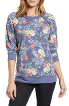 Women's Caslon Floral Print Sweatshirt, Size - Blue