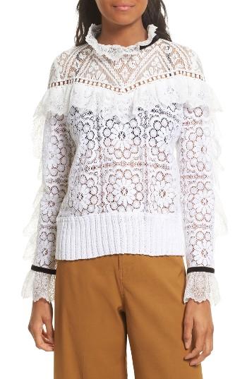 Women's Sea Ruffle Lace Sweatshirt