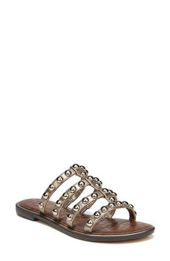 Women's Sam Edelman Glenn Studded Slide Sandal .5 M - Metallic