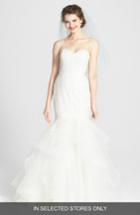 Women's Amsale 'carson' French Lace & Tulle Mermaid Wedding Dress, Size In Store Only - Ivory