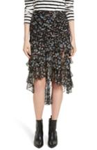 Women's Veronica Beard Cella Metallic Floral Print Midi Skirt - Black