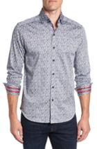 Men's Robert Graham Richardson Tailored Fit Print Sport Shirt, Size - Blue