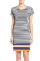 Women's Barbour 'harewood' Stripe Jersey Short Sleeve Shift Dress Us / 8 Uk - Blue