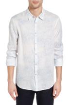 Men's John Varvatos Star Usa Mayfield Slim Fit Print Linen Sport Shirt - Blue