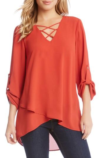 Women's Karen Kane Crisscross Wrap Top - Red