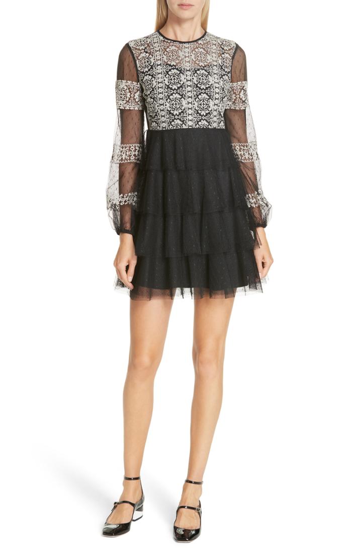 Women's Red Valentino Embroidered Point D'esprit Dress