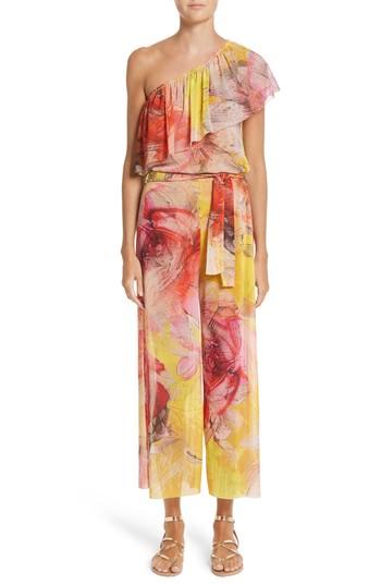 Women's Fuzzi Print Tulle One-shoulder Jumpsuit