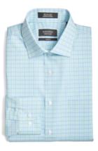 Men's Nordstrom Men's Shop Trim Fit Check Dress Shirt 34/35 - Green