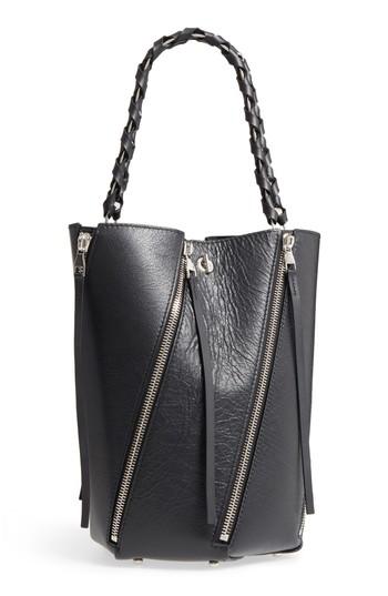 Proenza Schouler Medium Hex Zip Leather Bucket Bag - Black