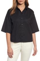 Women's Eileen Fisher Boxy Stretch Organic Cotton Shirt, Size - Black