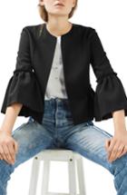 Women's Topshop Ruffle Crop Jacket Us (fits Like 10-12) - Black