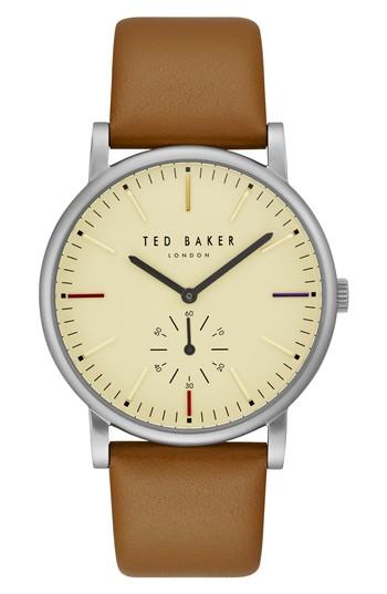 Men's Ted Baker London Nolan Subeye Leather Strap Watch, 42mm