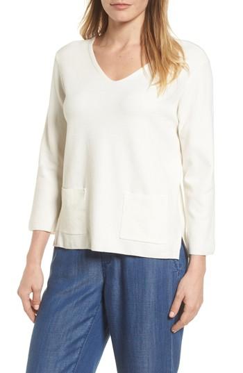 Women's Nic+zoe V-neck Pocket Top - Beige