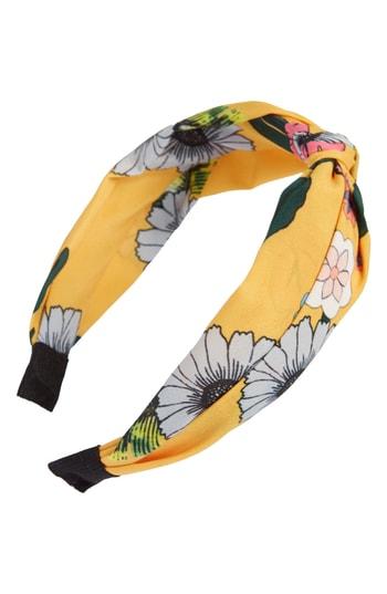 Cara Floral Knotted Headband, Size - Yellow