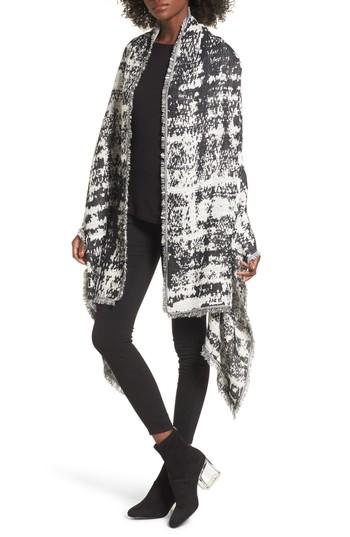 Women's Sole Society Oversize Jacquard Wrap, Size - Black