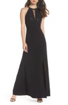 Women's Morgan & Co. Lace & Jersey Gown /10 - Black