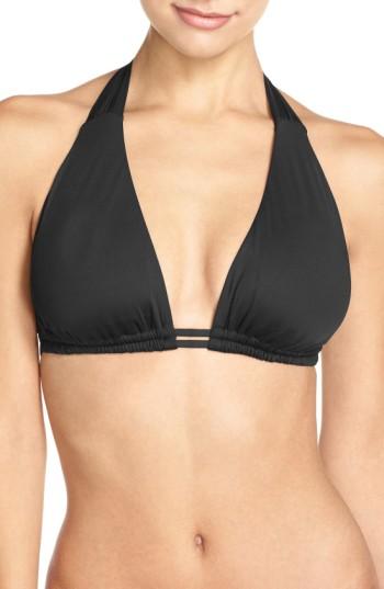 Women's Becca Color Code Halter Bikini Top, Size D - Black