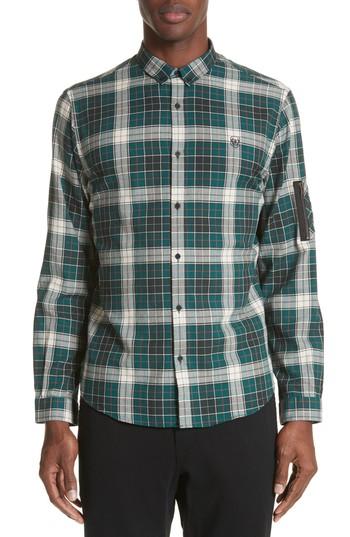Men's The Kooples Check Woven Shirt - Green