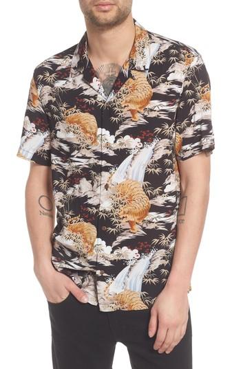 Men's Allsaints Sumatra Regular Fit Short Sleeve Sport Shirt - Black
