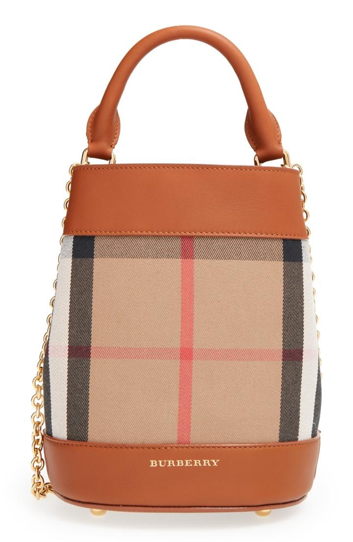 Burberry 'mini House Check' Bucket Bag - Brown