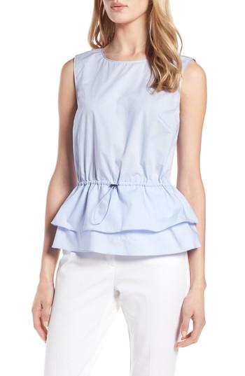 Women's Halogen Toggle Front Cotton Peplum Top - Blue