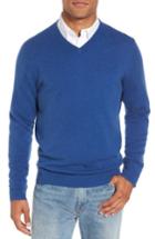 Men's Nordstrom Men's Shop Cashmere V-neck Sweater - Blue