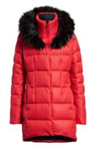 Women's The North Face Hey Mama Water Repellent 550 Fill Power Down Parka With Faux Fur Trim - Red