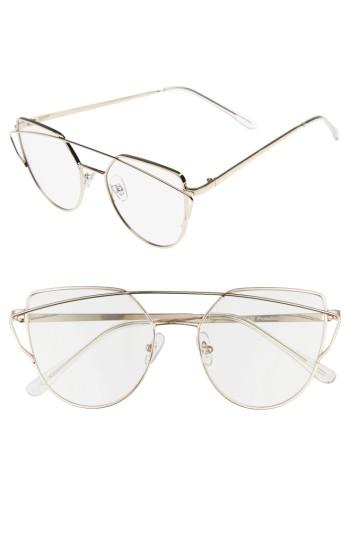 Women's Bp. 51mm Thin Brow Angular Aviator Sunglasses - Clear/ Gold