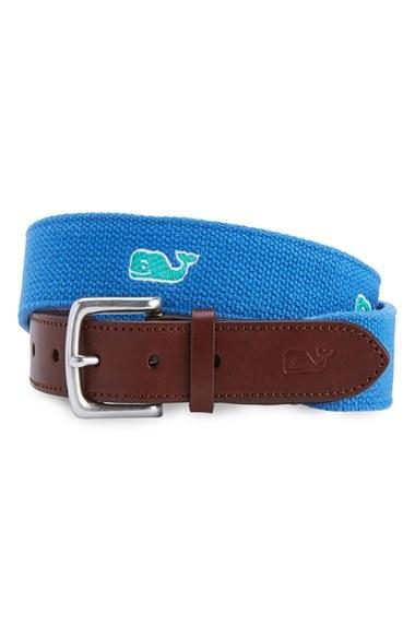 Men's Vineyard Vines Whale Embroidered Belt - Tide Blue