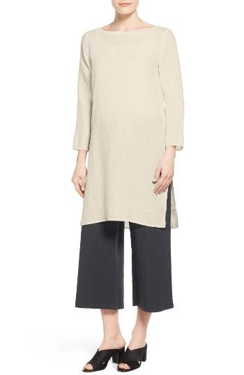 Women's Eileen Fisher Organic Linen Bateau Neck Tunic, Size - White