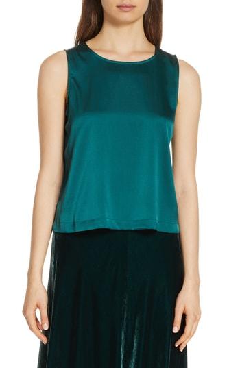 Women's Eileen Fisher Jewel Neck Shell, Size - Green
