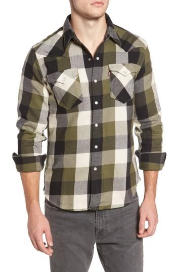 Men's Levi's 'barstow' Denim Western Shirt - Green