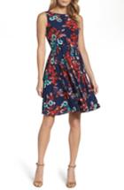 Women's Adrianna Papell Botanical Soiree Fit & Flare Dress - Blue