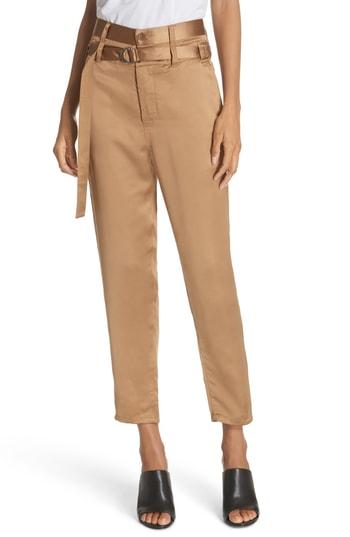 Women's Robert Rodriguez Belted Satin Pants - Brown
