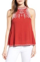Women's Thml Embroidered Babydoll Top - Red